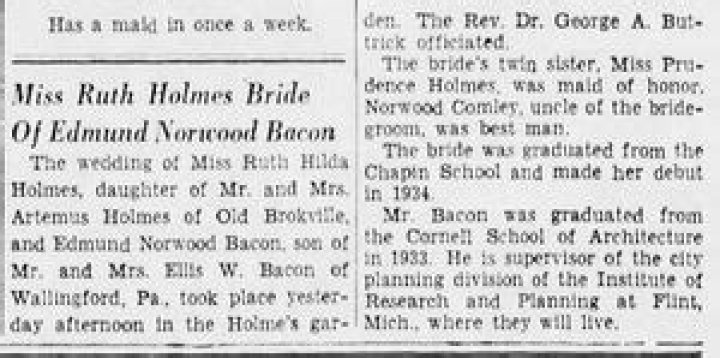 Meet Edmund Bacon and Ruth Hilda Holmes
